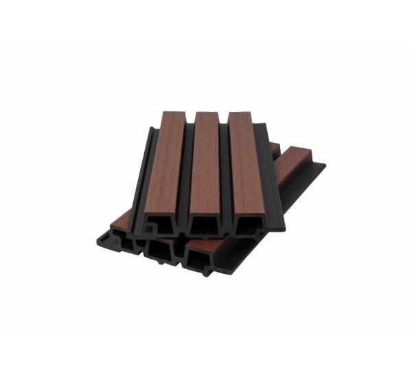 Фасадная панель ДПК брусковая, двухцветная 3D, co-extrusion Коричнево-красная (под заказ) от производителя  Polywood по цене 1 202 р