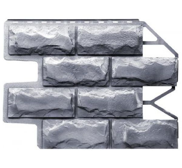 Фасадные панели (цокольный сайдинг) Блок - Светло-серый от производителя  Fineber по цене 435 р