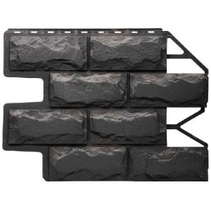 Фасадные панели (цокольный сайдинг) Блок - Темно-серый от производителя  Fineber по цене 445 р