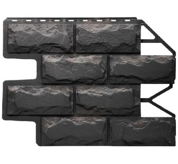 Фасадные панели (цокольный сайдинг) Блок - Темно-серый от производителя  Fineber по цене 435 р