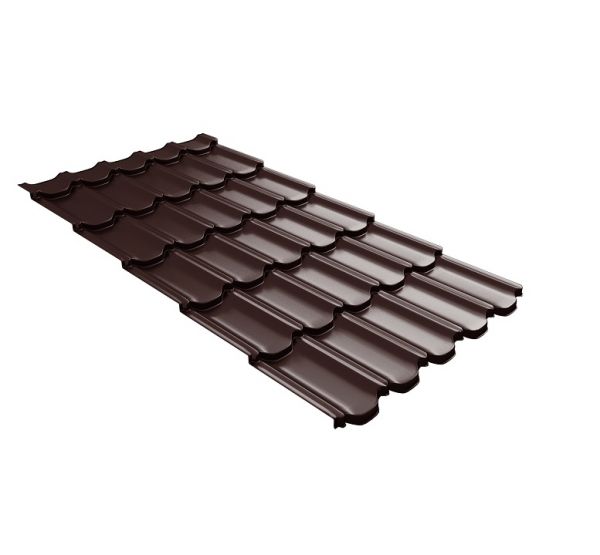 Металлочерепица квинта плюс c 3D резом 0,5 GreenСoat Pural Matt RR 887 шоколадно-коричневый (RAL 8017 шоколад) от производителя  Grand Line по цене 1 189 р