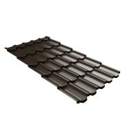 Металлочерепица квинта плюс c 3D резом 0,5 GreenСoat Pural RR 32 темно-коричневый (RAL 8019 серо-коричневый)