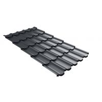 Металлочерепица квинта плюс c 3D резом 0,5 Quarzit PRO Matt RAL 7024 мокрый асфальт