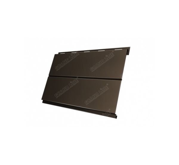 Металлический сайдинг Вертикаль (line) 0,5 Velur20 RR 32 Темно-коричневый от производителя  Grand Line по цене 1 228 р