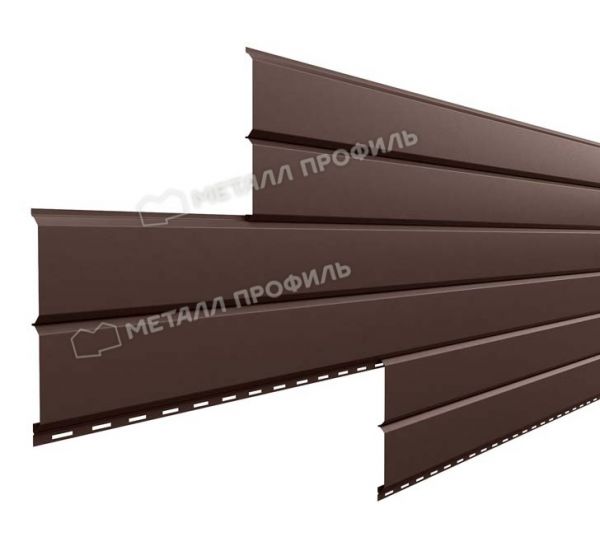 Металлический сайдинг Lбрус-15х240 NormanMP (ПЭ-01-8017-0.5) Коричневый шоколад от производителя  Металл Профиль по цене 419 р