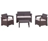 Диван и кресла RATTAN Comfort 4 Венге. Подушки бежевые.