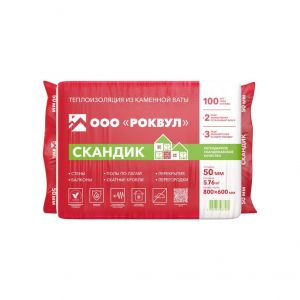 Утеплитель Роквул Скандик 50мм, 12 плит, 5.76м2, 600х800мм, 0.288м3 от производителя Rockwool по цене 1 435 р Утеплитель Роквул Скандик 50мм, 12 плит, 5.76м2, 600х800мм, 0.288м3 от производителя Rockwool по цене 1 435 р